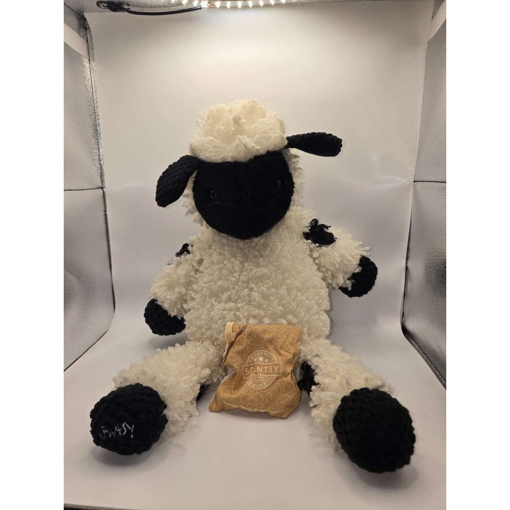 Scentsy Buddy Valley The Valais Sheep 17" Plush Woolly White Black Stuffed Lamb